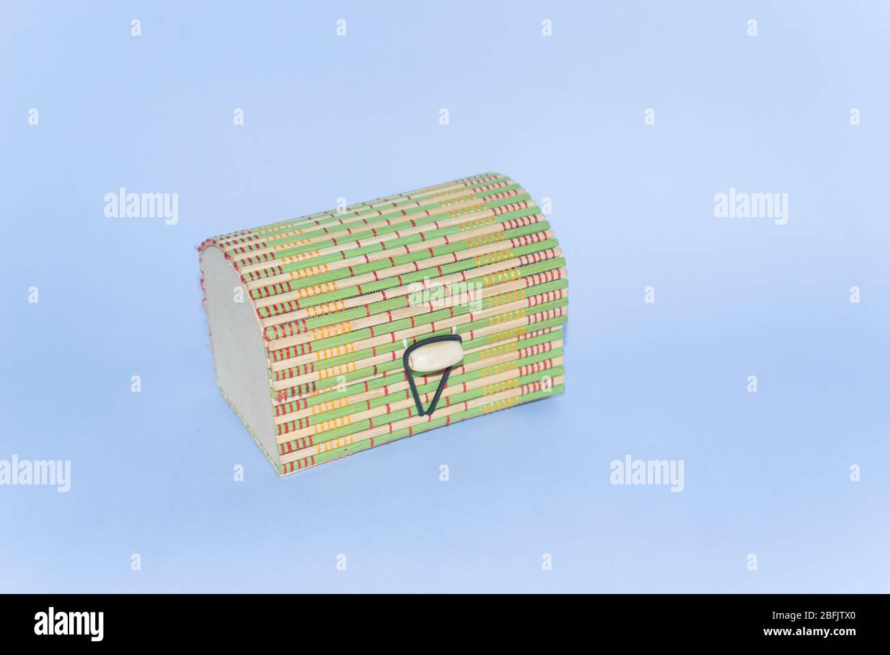 Traditional box made by bamboo.Home made box.Handmade box.Colorful box. Stock Photo