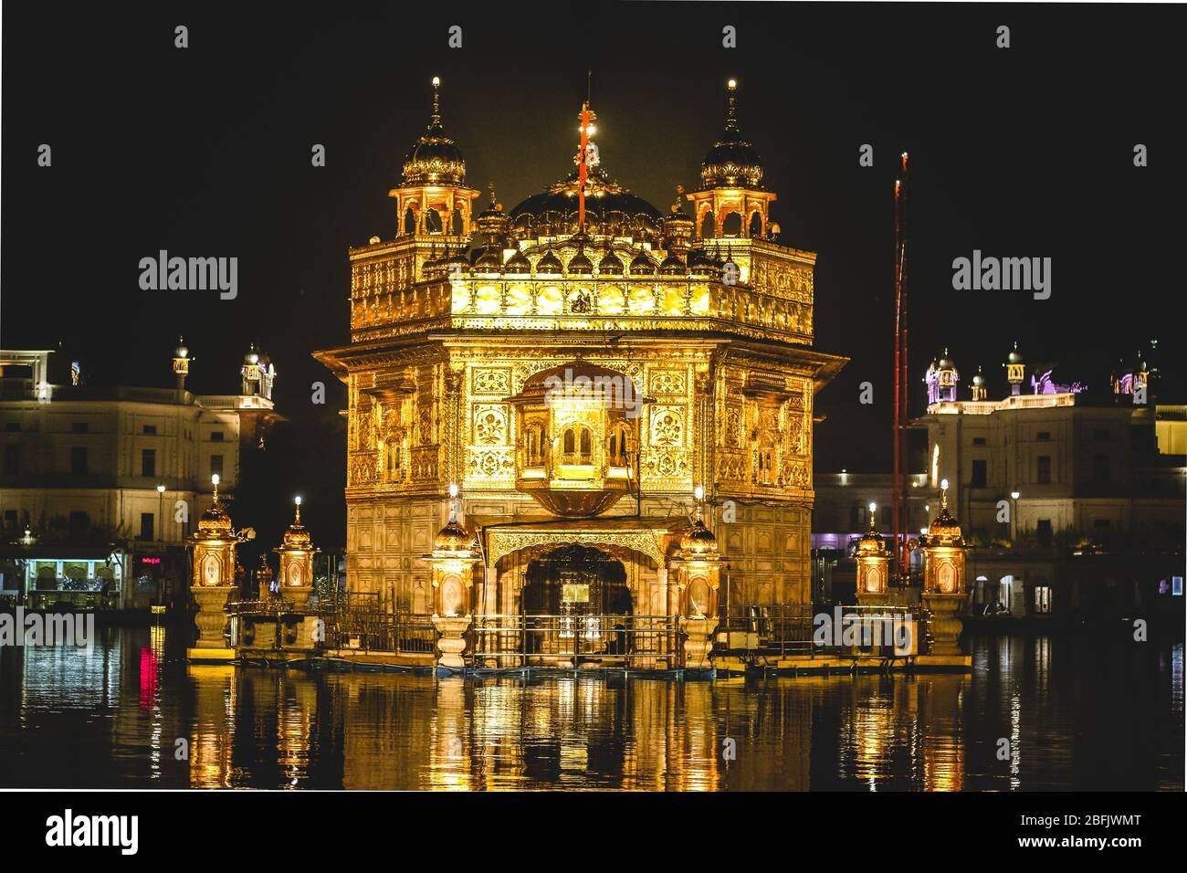 Golden Temple back view at night, Amritsar Stock Photo