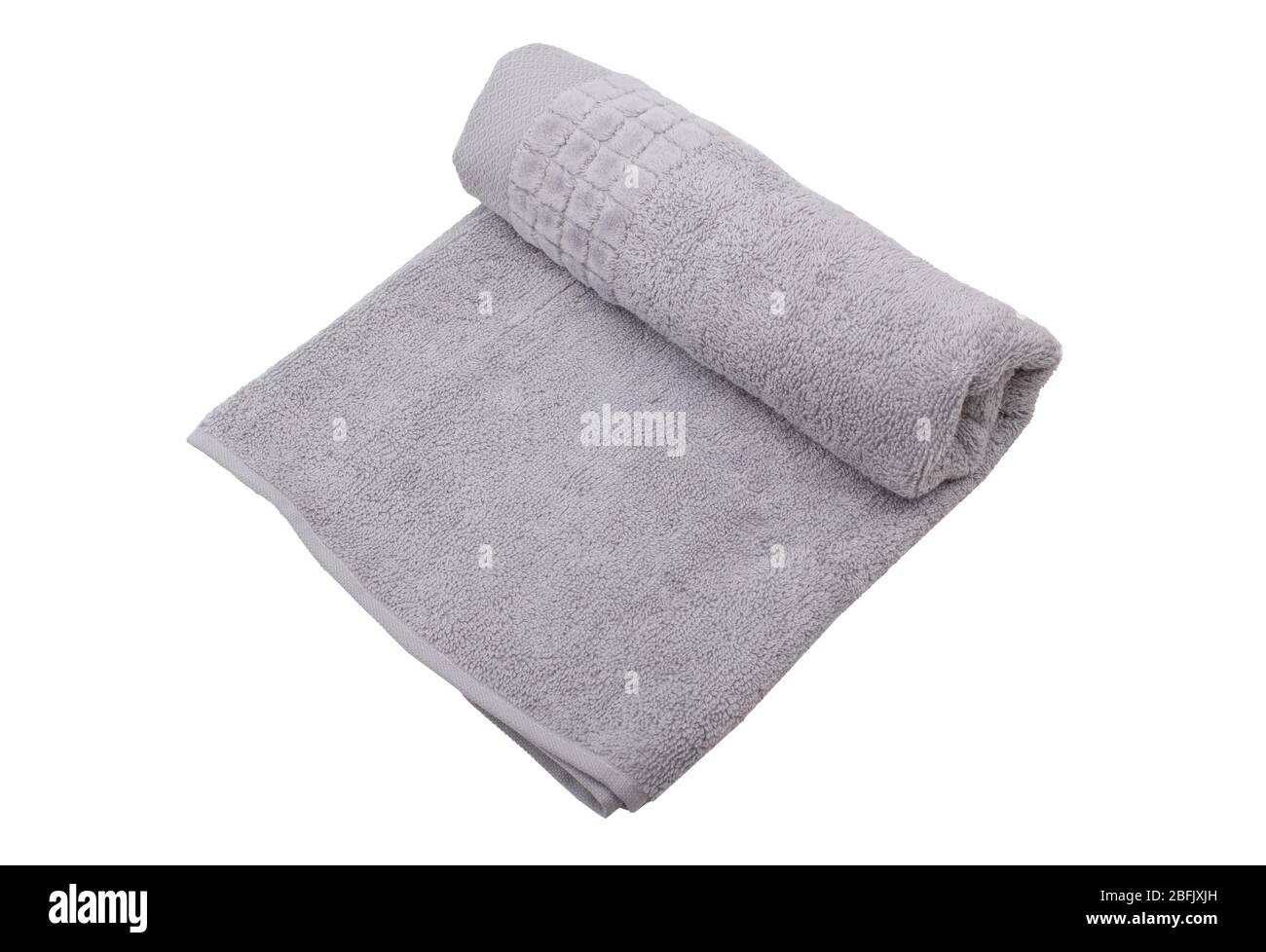 Towel, Bath Towel On Background. The Colour Towel Isolated On White. Stock Photo