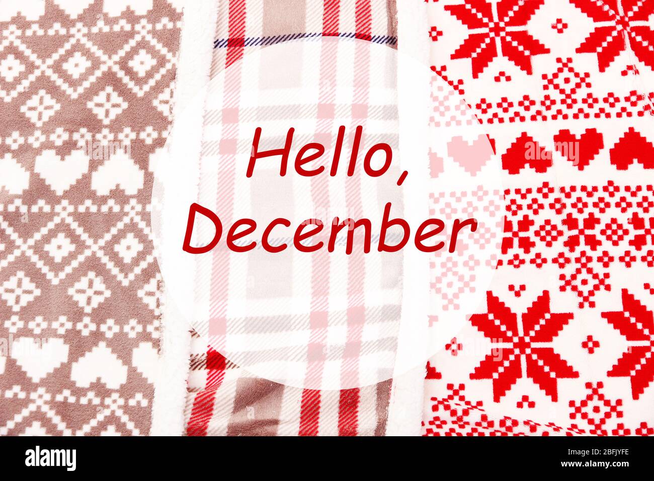 Hello December, greeting card Stock Photo