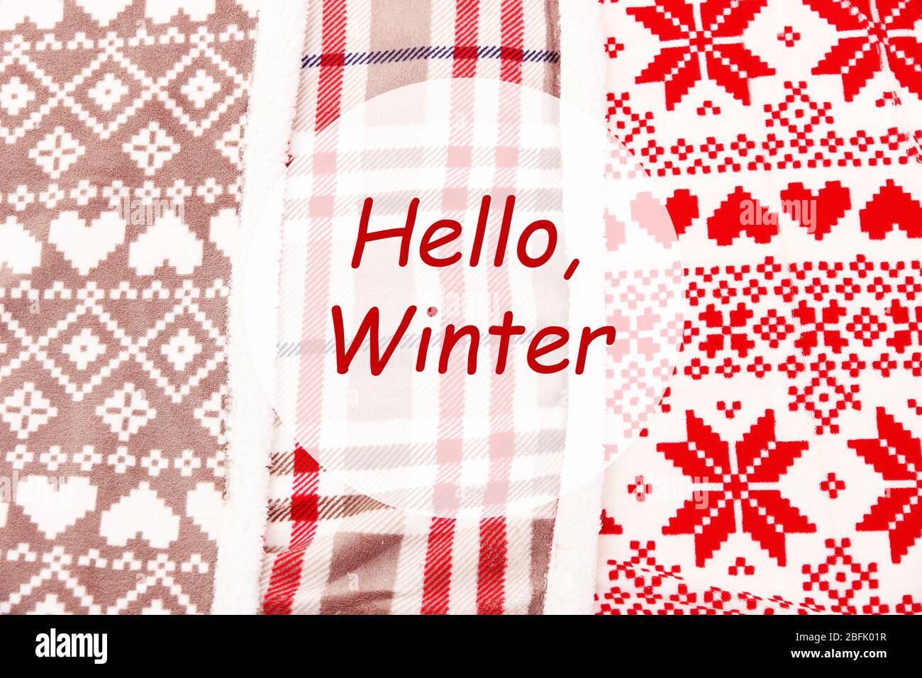 Hello Winter, greeting card Stock Photo
