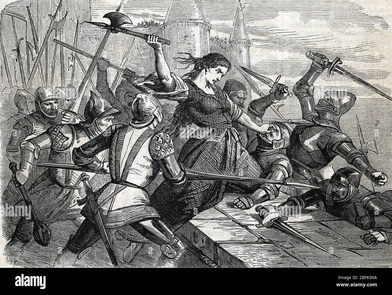 Jeanne Laisne dit Jeanne Hachette (ne en 1454), figure de la resistance francaise face a Charles le Temeraire, lors du siege de la ville de Beauvais, Stock Photo