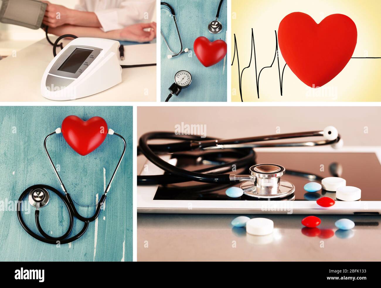 Collage of medical images. Cardiology concept Stock Photo - Alamy