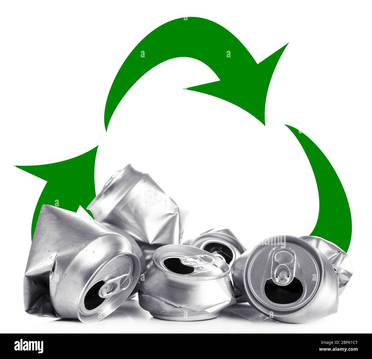 Recycle concept, metal cans for recycle isolated on white Stock Photo