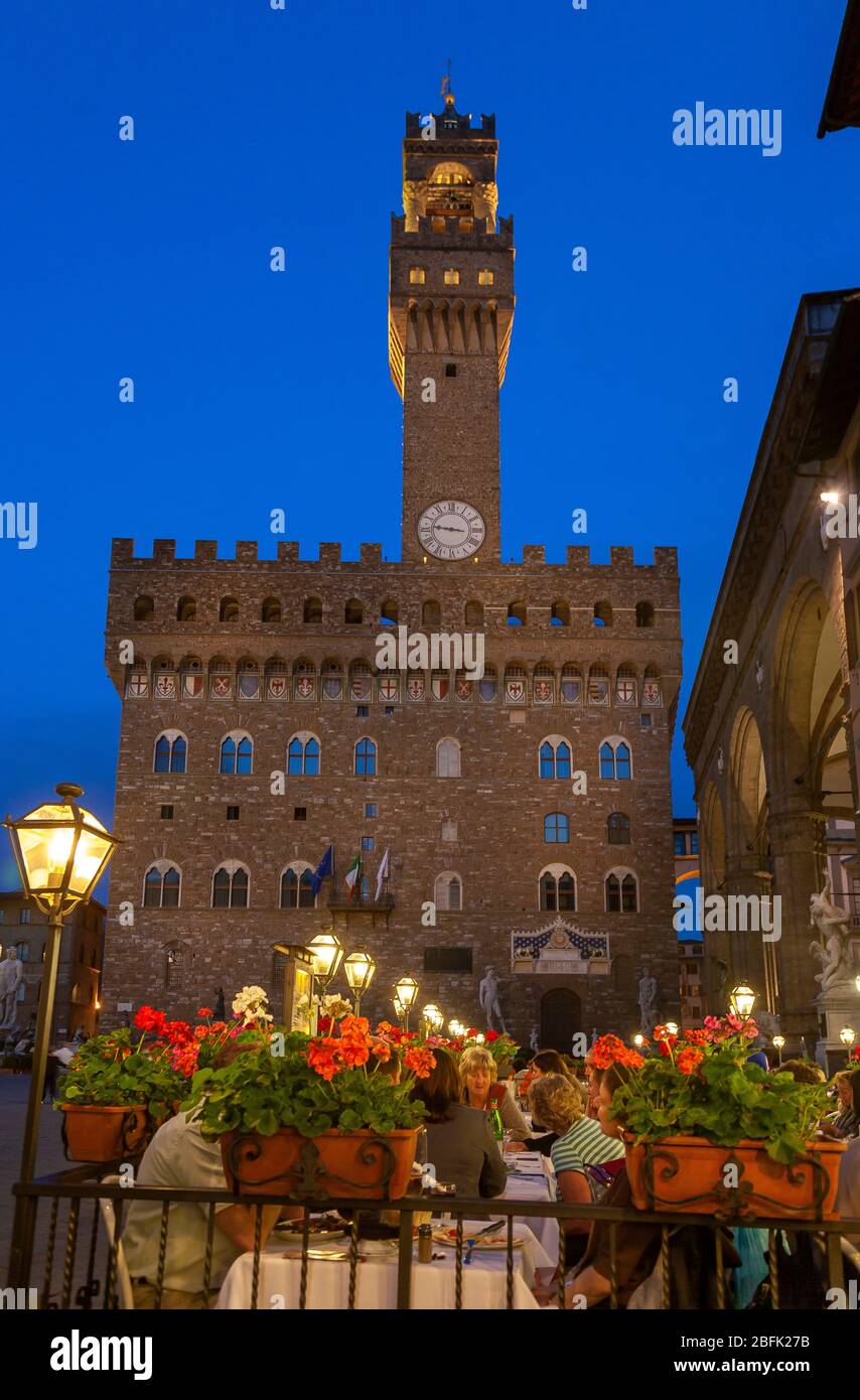 Restaurant, Palazzo Vecchio, Piazza della Signoria, Florence, Italy Stock Photo
