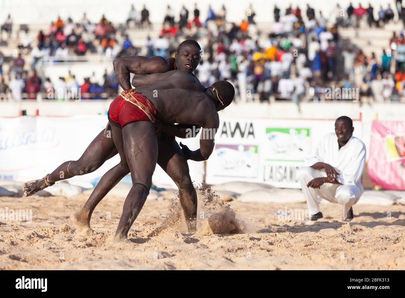 Wrestlers duking it out in Dakar, Senegal. Stock Photo