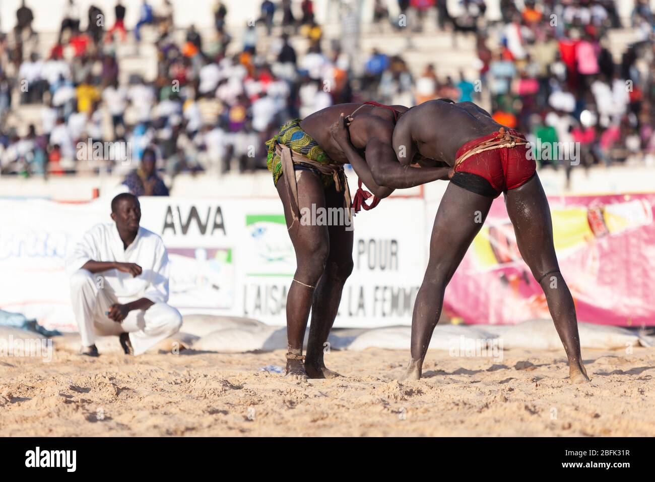 A moment of deadlock during a wrestling match in Dakar, Senegal. Stock Photo