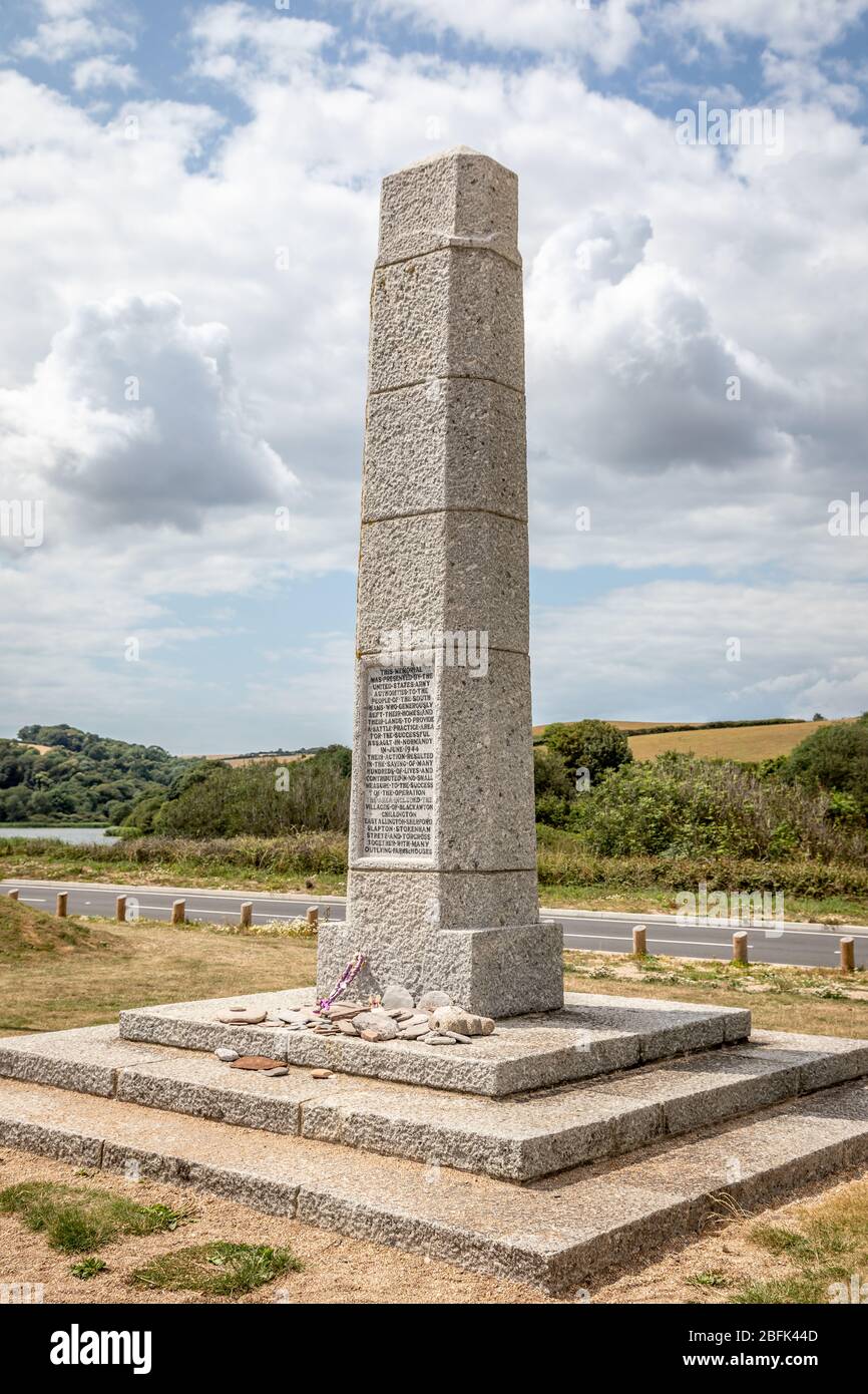 United States Army Memorial, Slapton Sands, Devon, England, UK Stock Photo