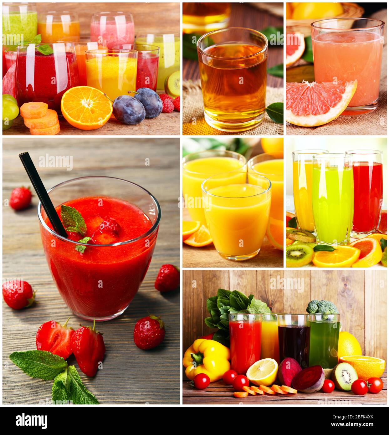 Collage of fresh juices Stock Photo Alamy