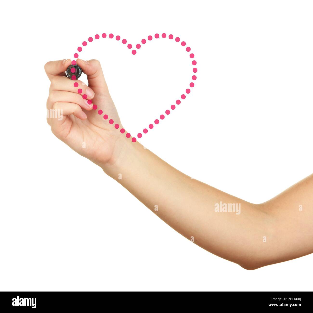 Female hand drawing heart isolated on white Stock Photo - Alamy