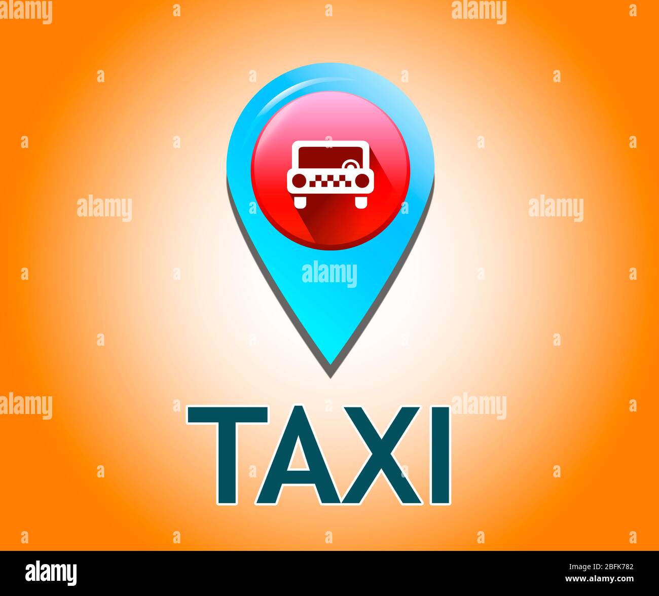 Taxi vector icon on map, on orange background Stock Photo