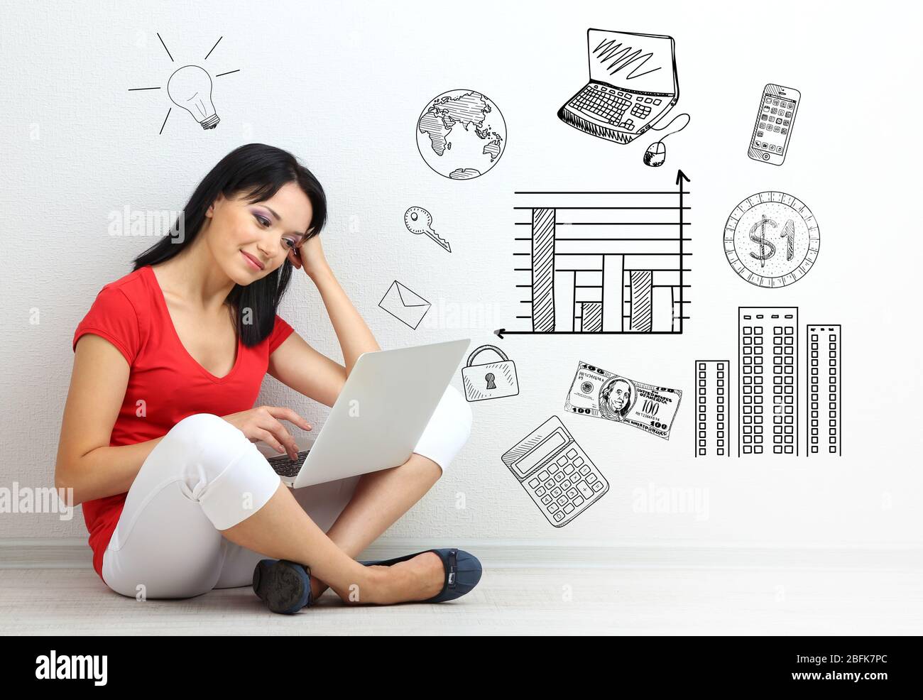 Young woman thinking of her plans Stock Photo - Alamy