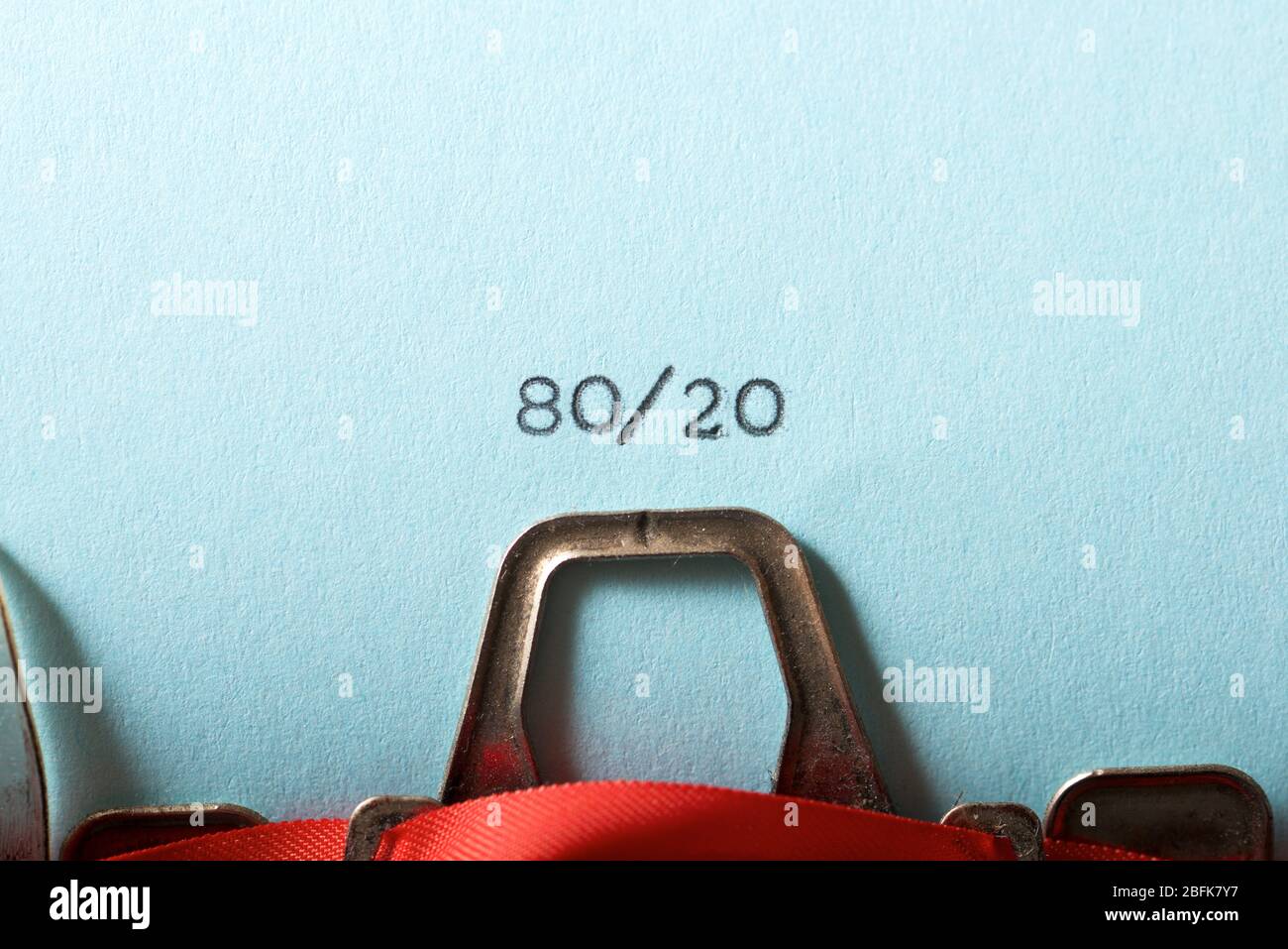 80 20 text written on a paper. Stock Photo