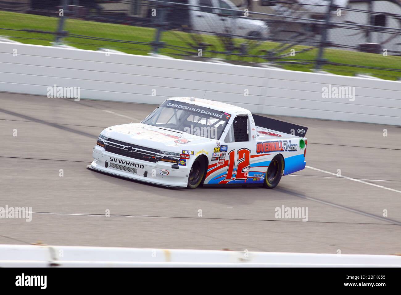 Newton, Iowa - June 15, 2019: Gus Dean, NASCAR Gander Outdoors Truck Series M&M 300 race 2019 Stock Photo