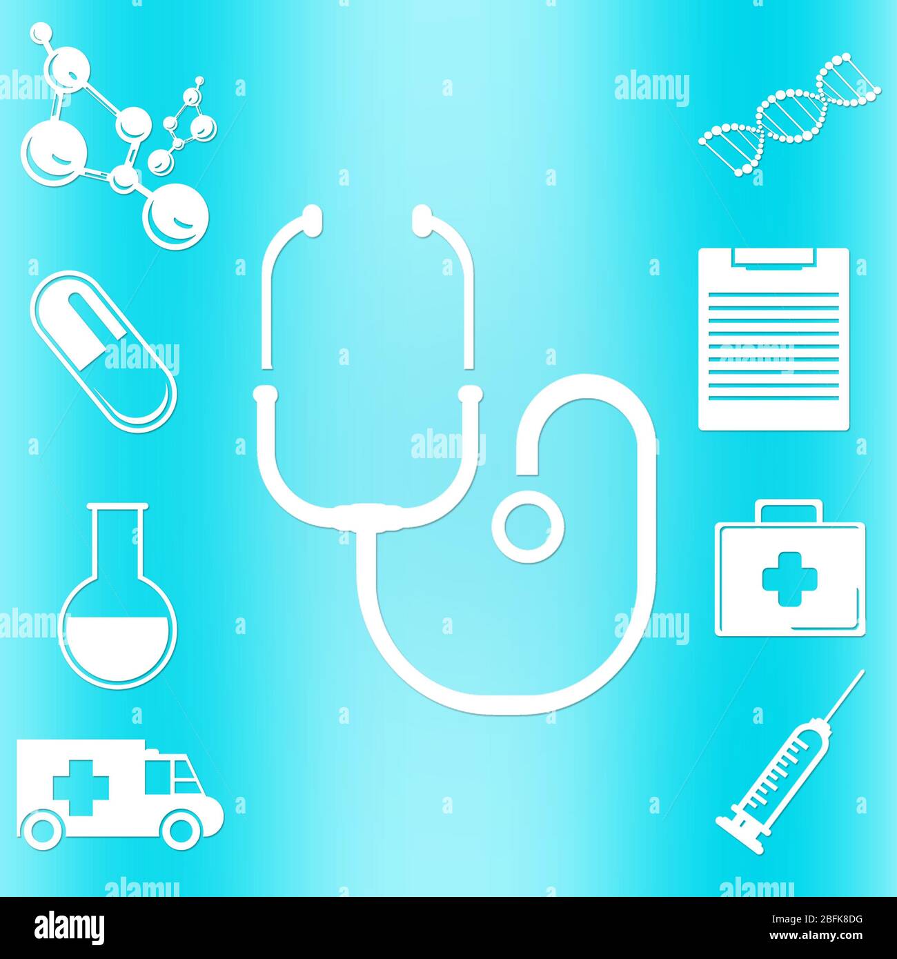 Medical icons set on abstract blue background Stock Photo - Alamy