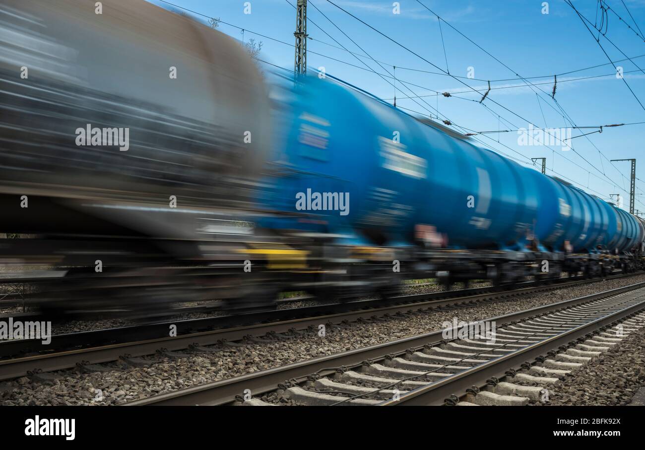 fast moving cargo train Stock Photo Alamy