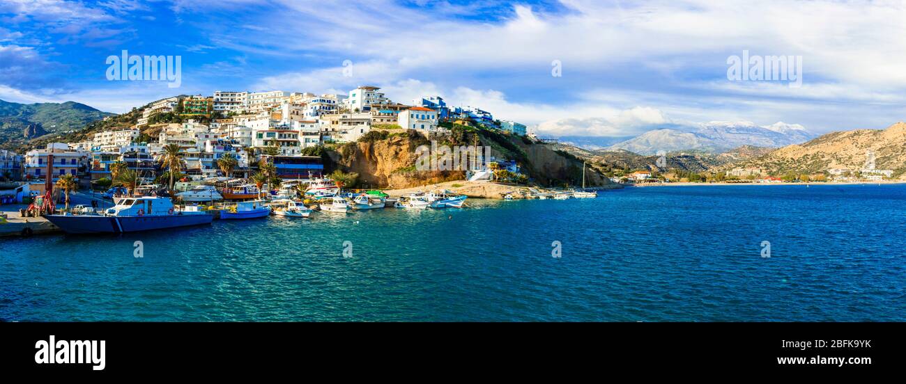 Beautiful Agia Galini village,panoramic view,Crete island,Greece Stock ...