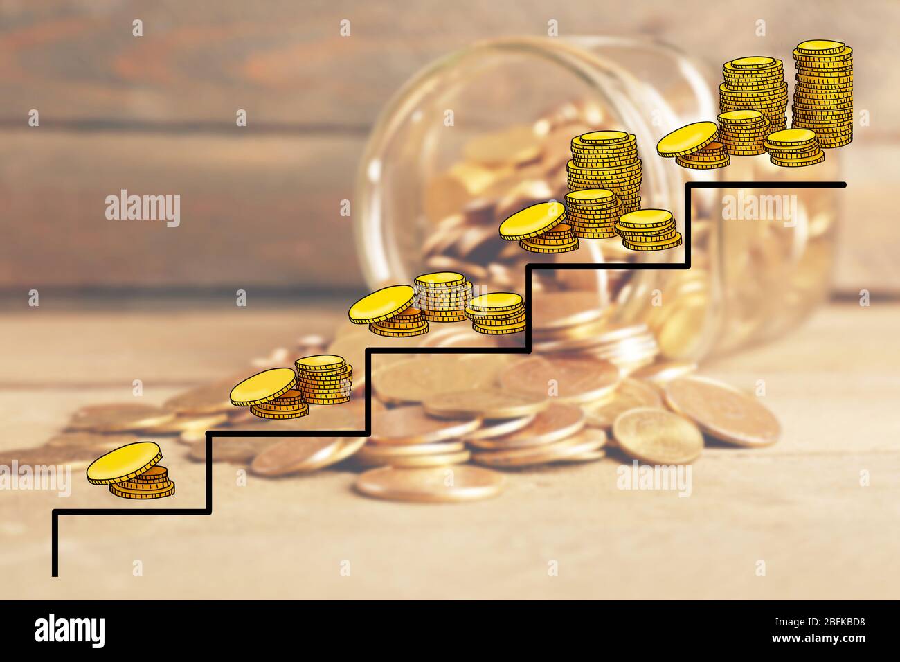 Money concept. Glass jar with coins Stock Photo