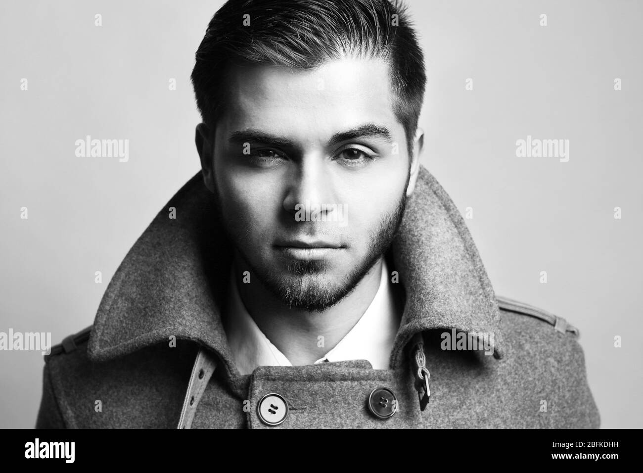 Portrait of young man. Black and white photo Stock Photo - Alamy