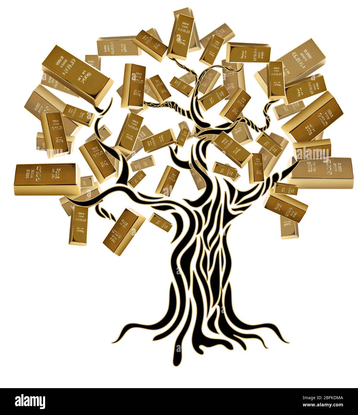 Money concept. Money tree isolated on white. Vector illustration. Stock Photo