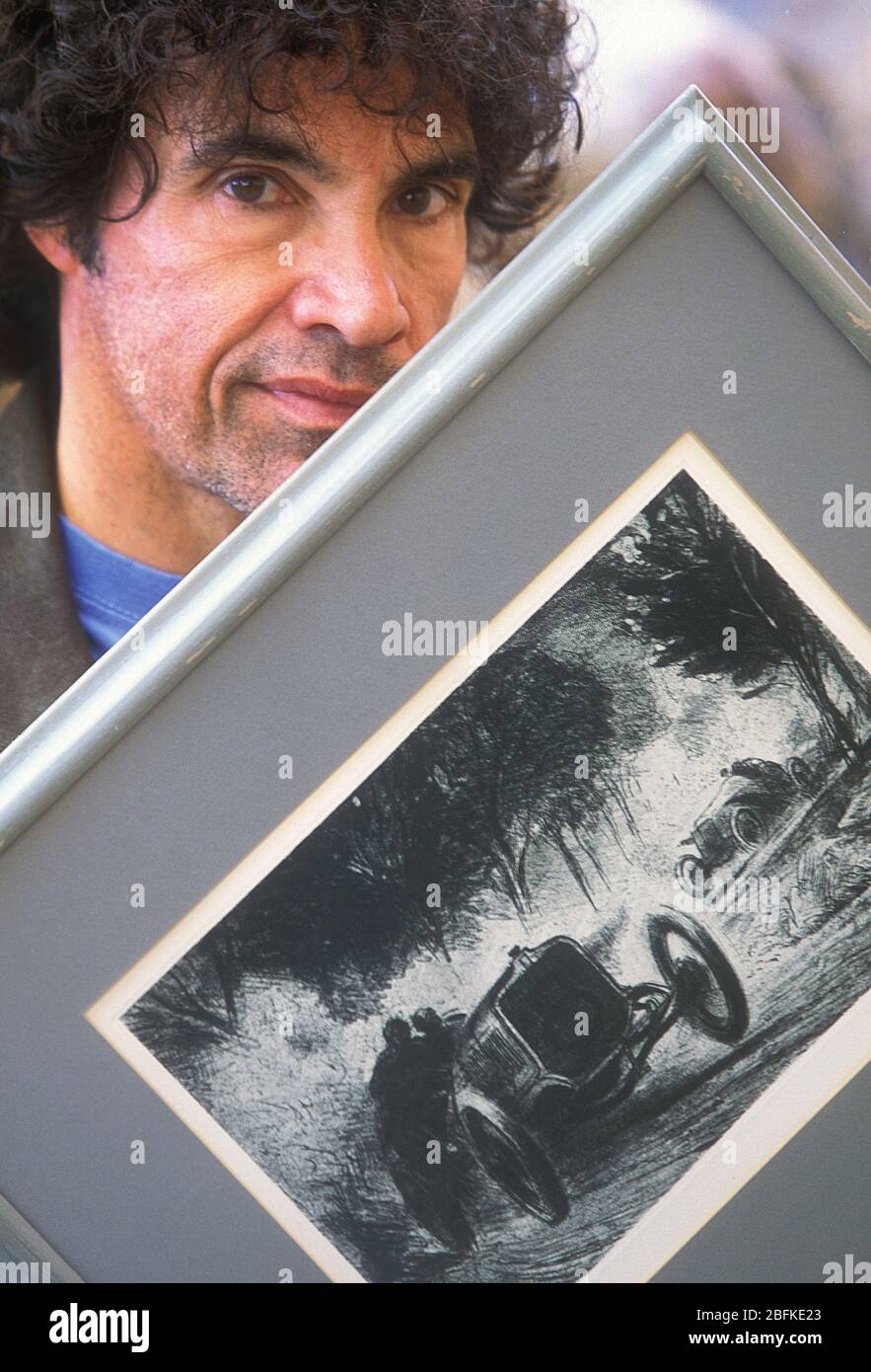 John Oates with some of his automotive art collection. Stock Photo
