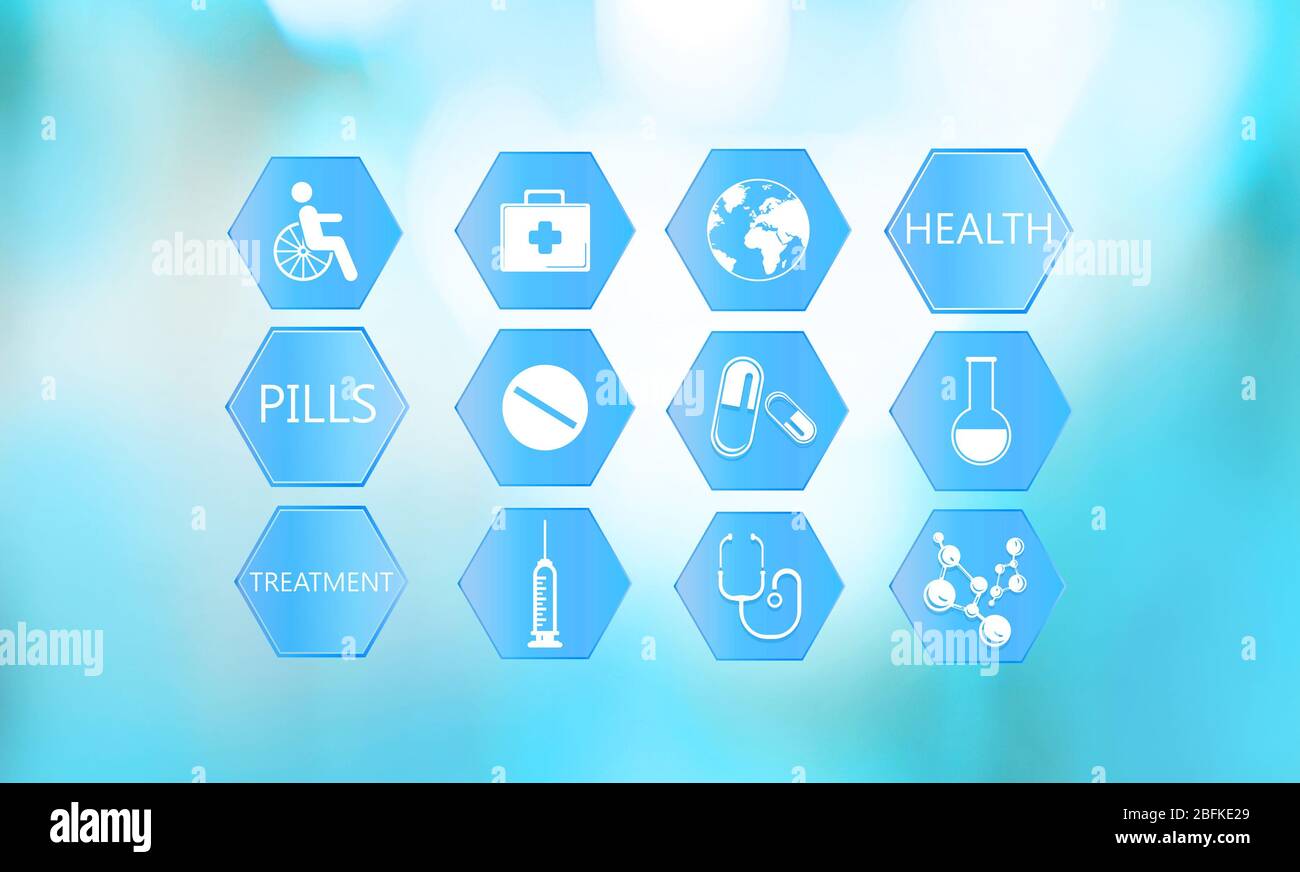 Set colorful icons medical symbol hi-res stock photography and images ...