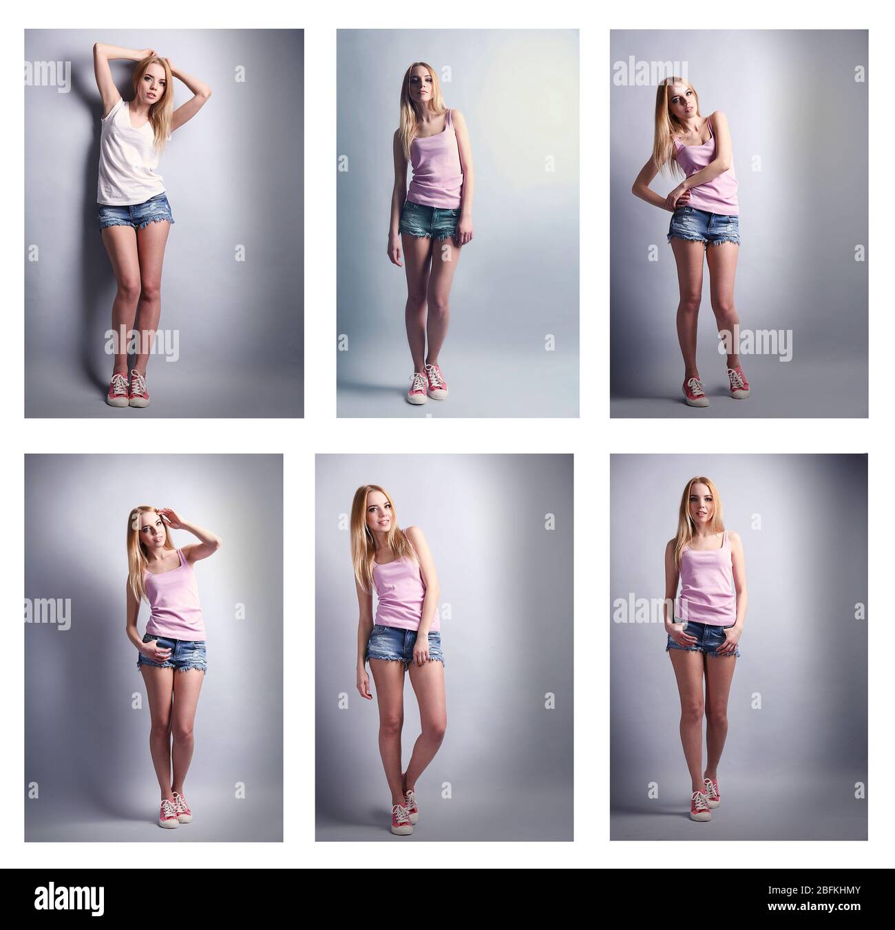 Expressive Model Collage of photos with expressive young model in casual style Stock ...