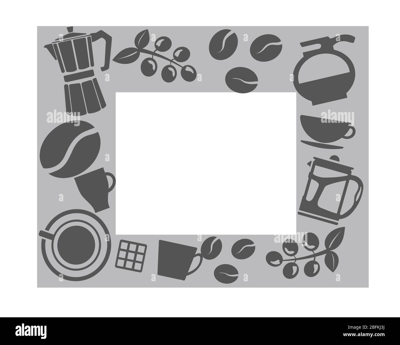 Frame with coffee vector icons on white background Stock Photo - Alamy