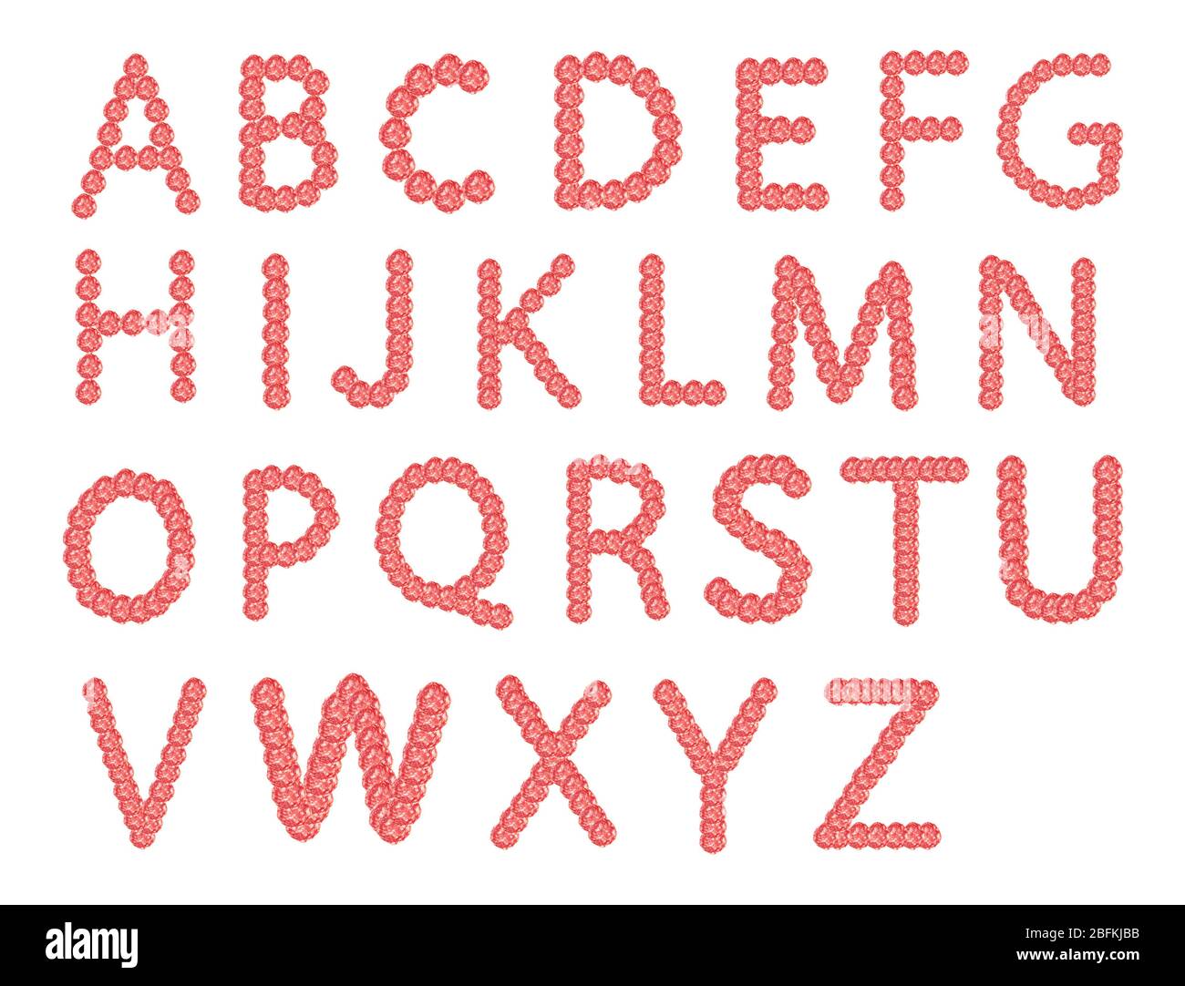 English alphabet made of salami slices Stock Photo Alamy