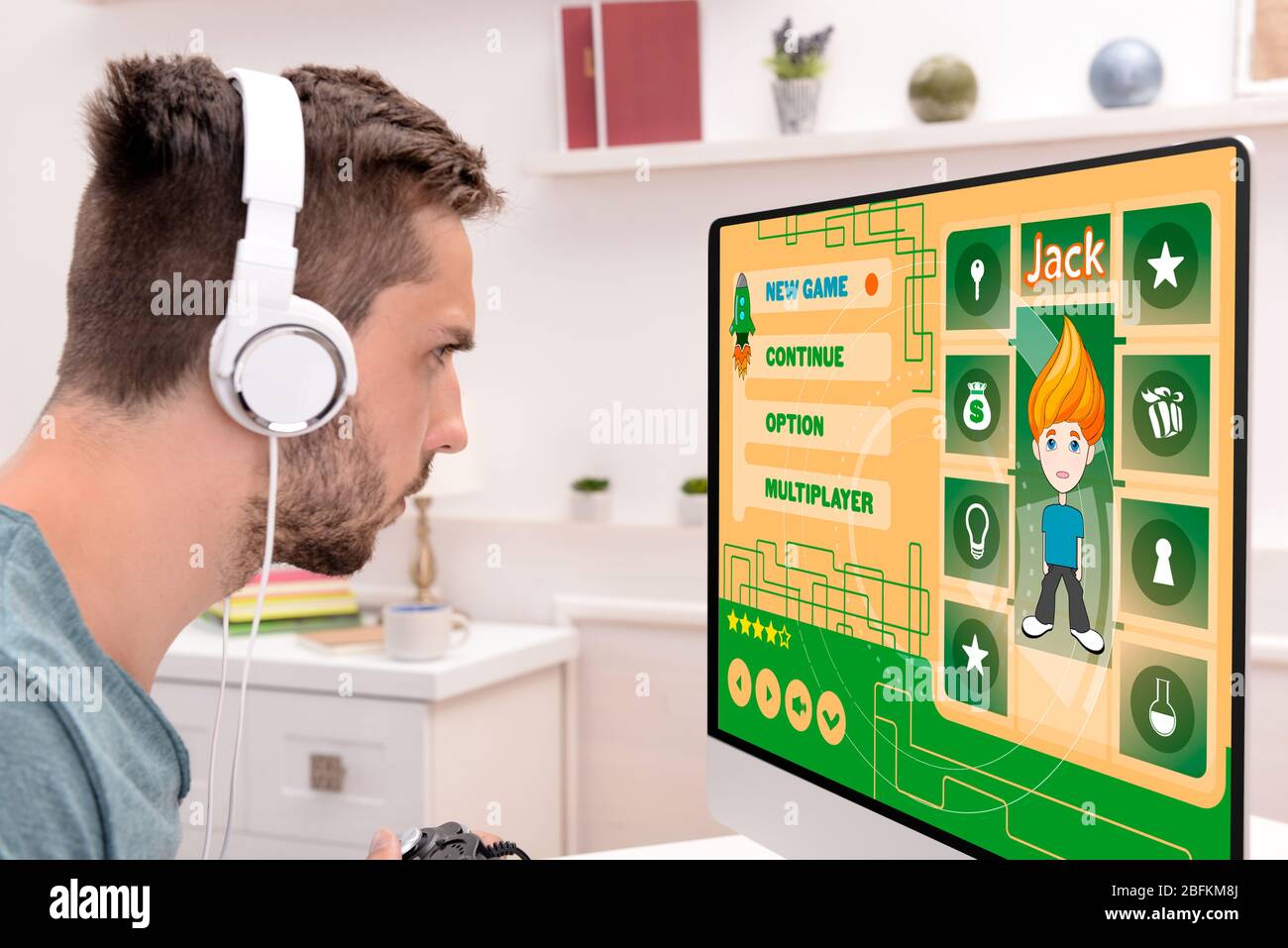 Playing computer games using pc hi-res stock photography and images - Alamy
