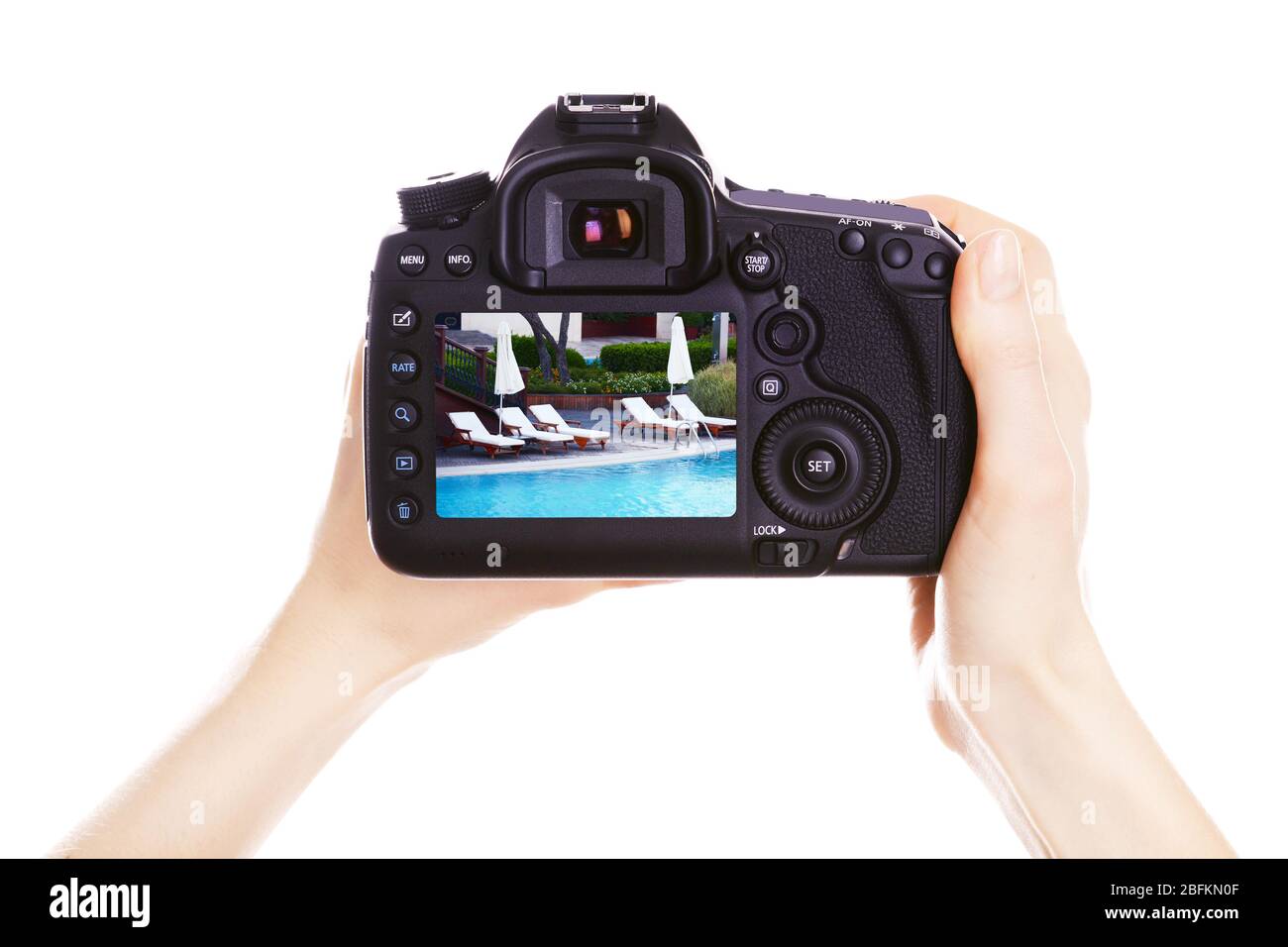 Photographer with camera at work, isolated on white Stock Photo Alamy