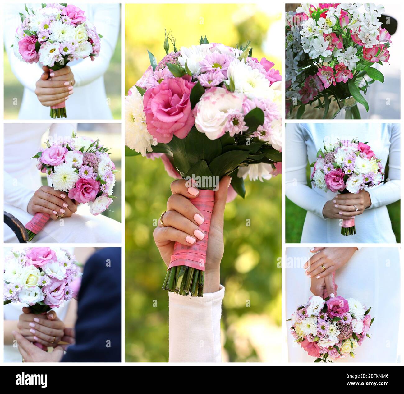 Collage of beautiful wedding bouquet Stock Photo - Alamy
