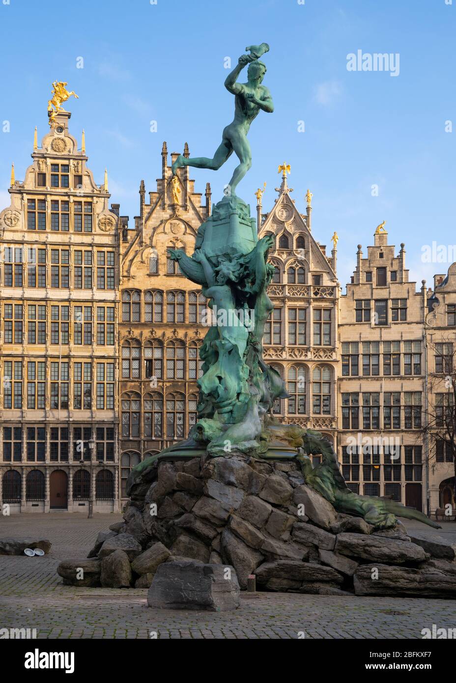 Old buildings around the Grote Market, one of the famous places in Antwerp, Belgium Stock Photo