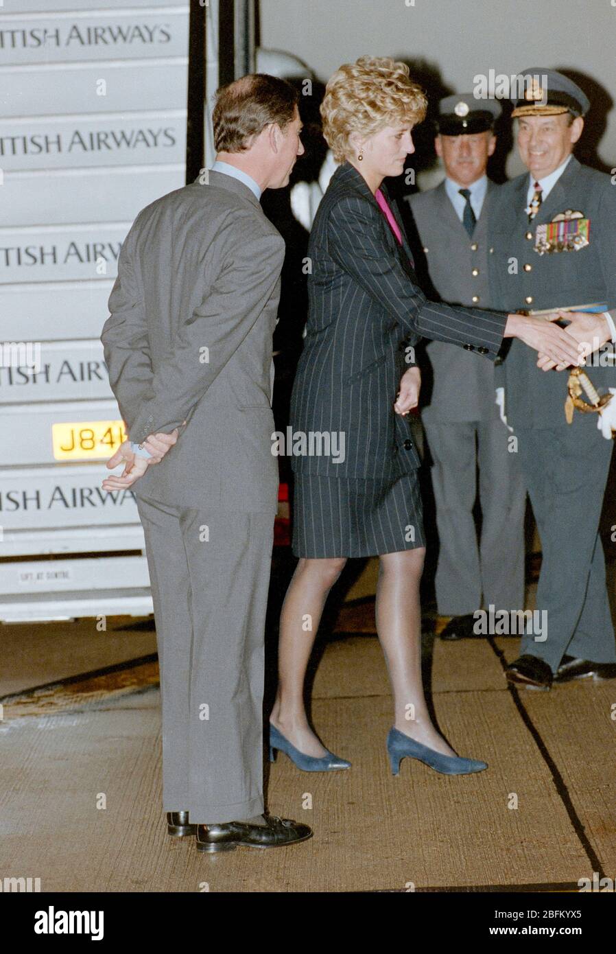 The Prince and Princess of Wales return to London in November 1992. Stock Photo