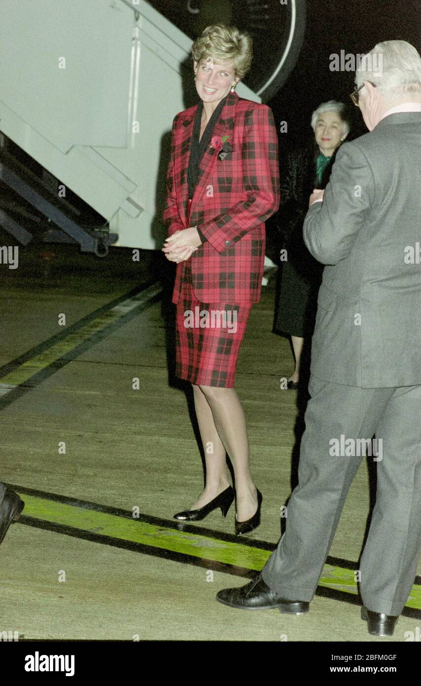 The Prince and Princess of Wales leaving London's Heathrow Airport in