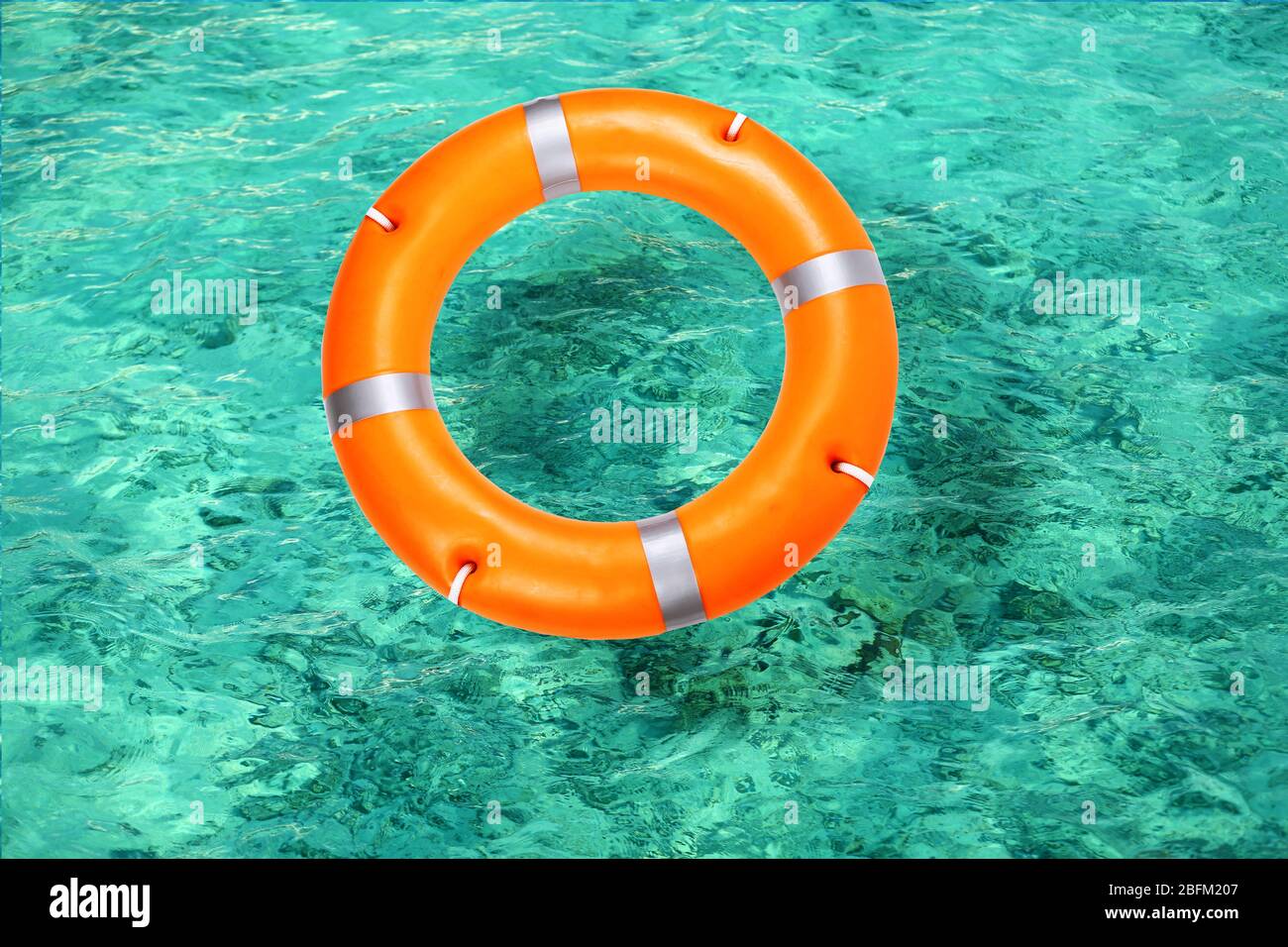 A life buoy for safety at sea Stock Photo