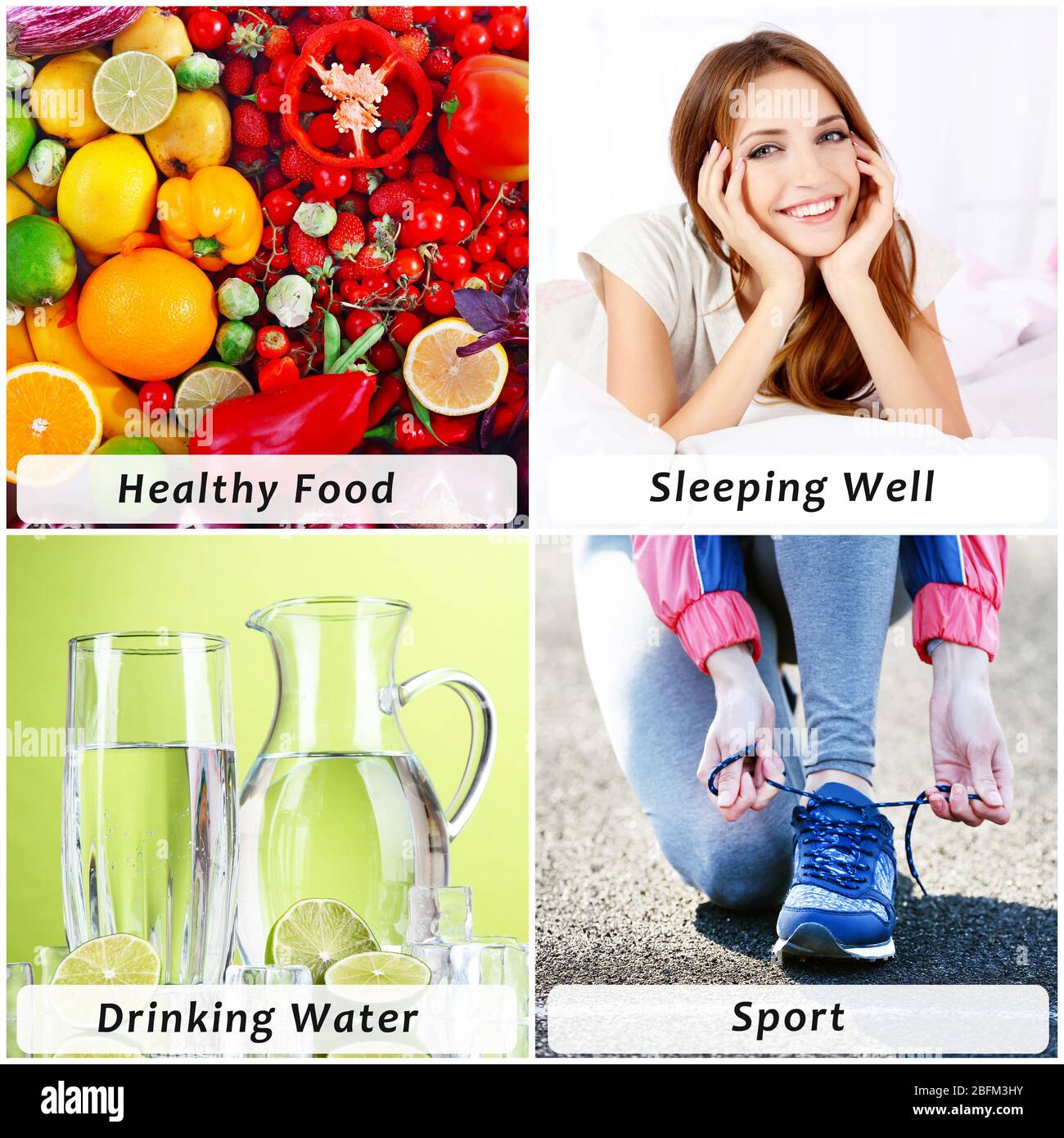 Collage of healthy lifestyle Stock Photo