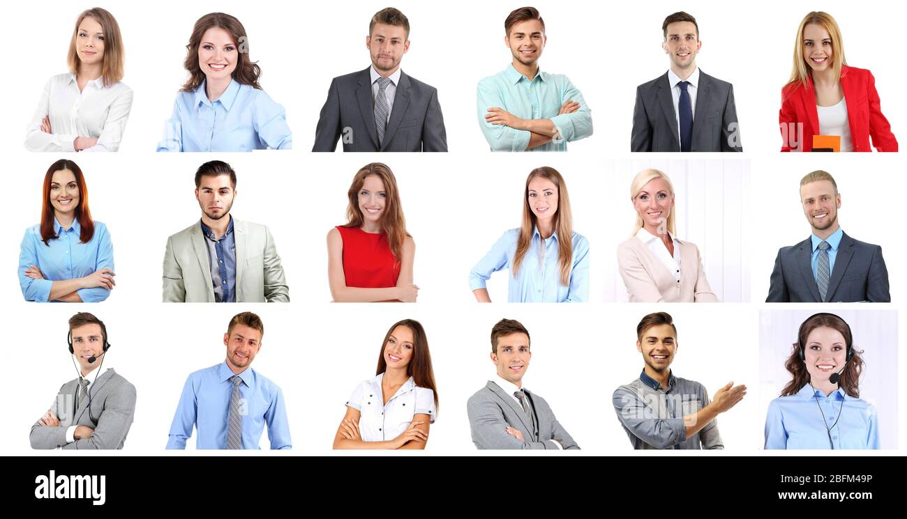 Collage of business people portraits Stock Photo - Alamy