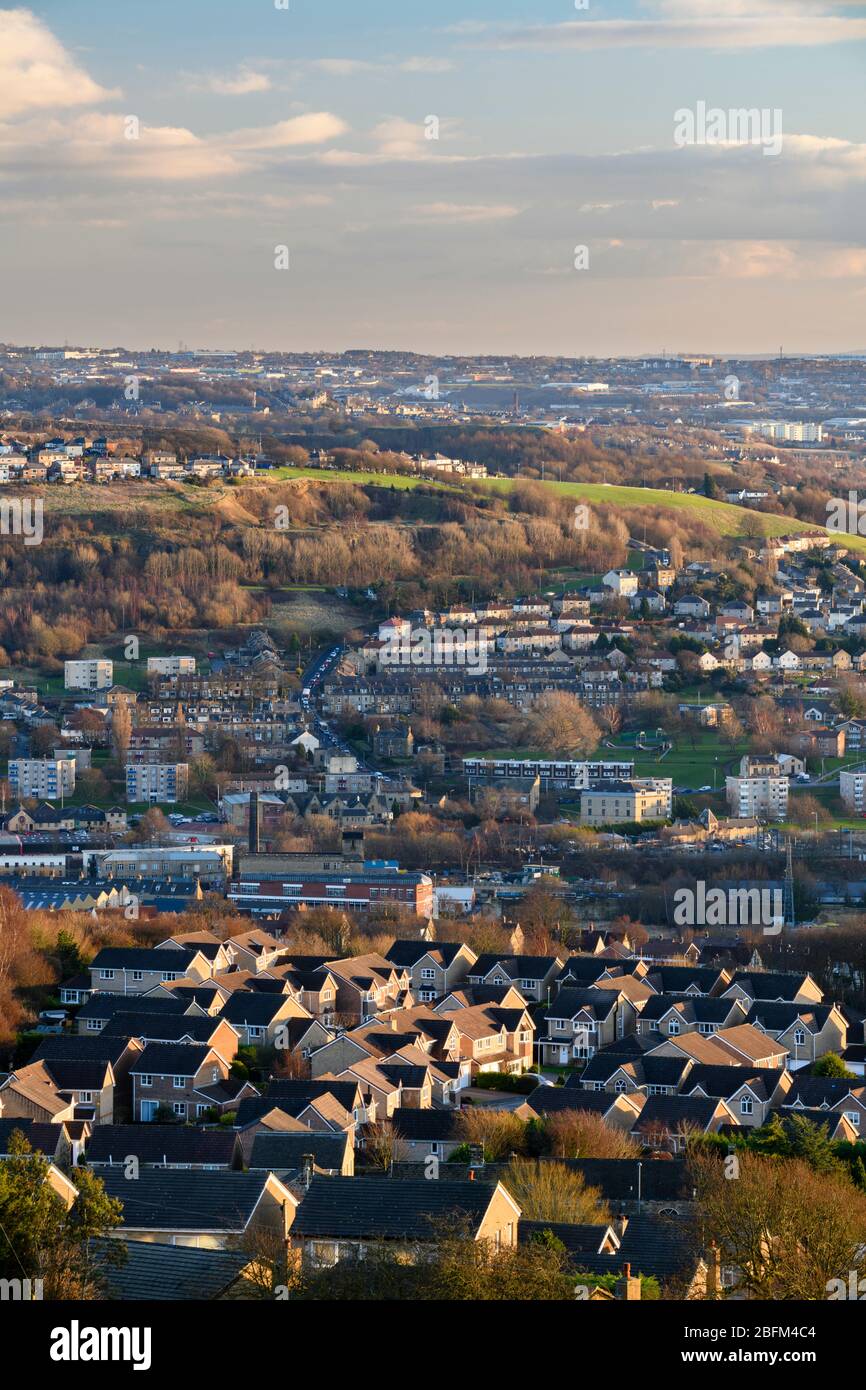 Panoramic urban view Baildon town (suburban semidetached houses