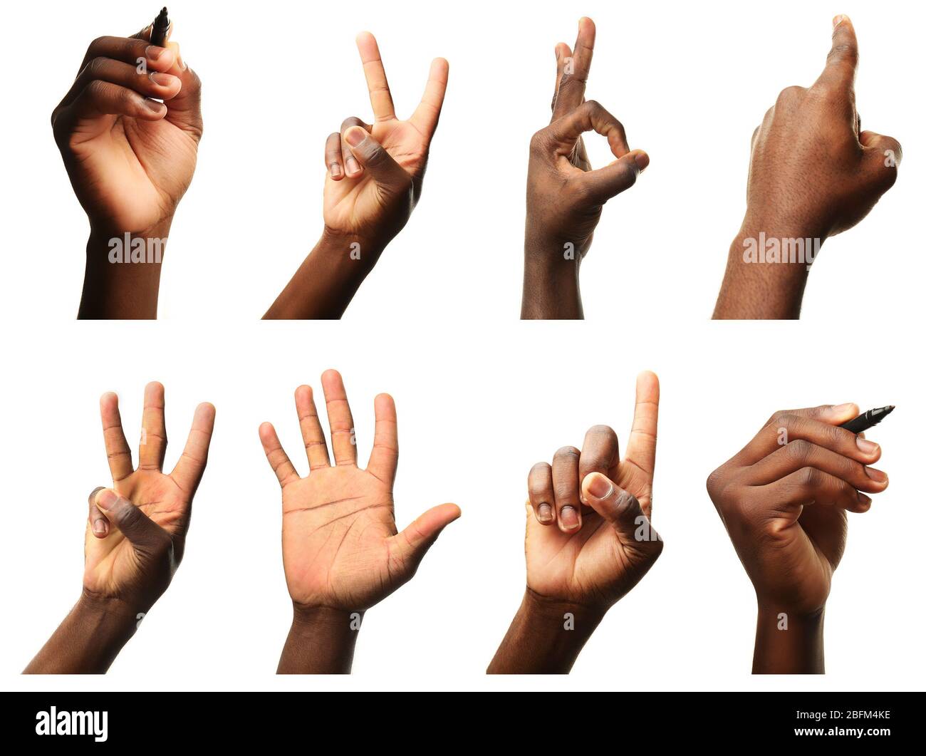 Set of male hands gestures, isolated on white Stock Photo - Alamy