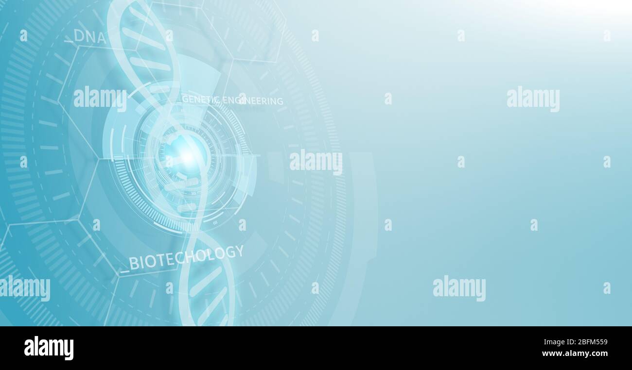 Background with DNA symbol. Genetic Engineering and Biotechnology Stock Photo