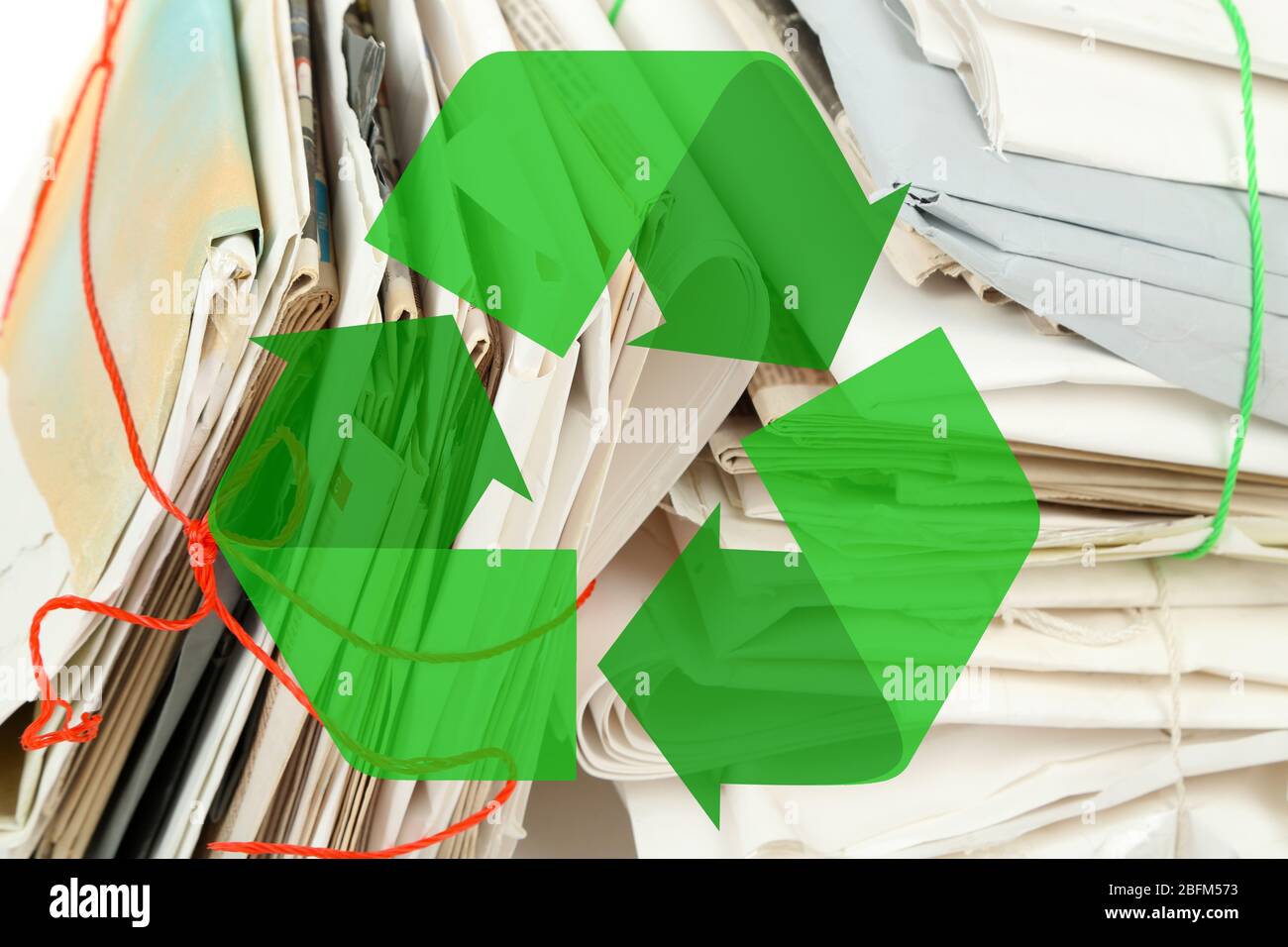 Big Stack Of Papers And Recycle Sign Stock Photo Alamy