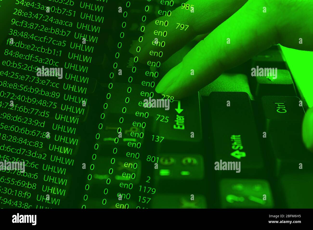 Computer keyboard with program code Stock Photo - Alamy