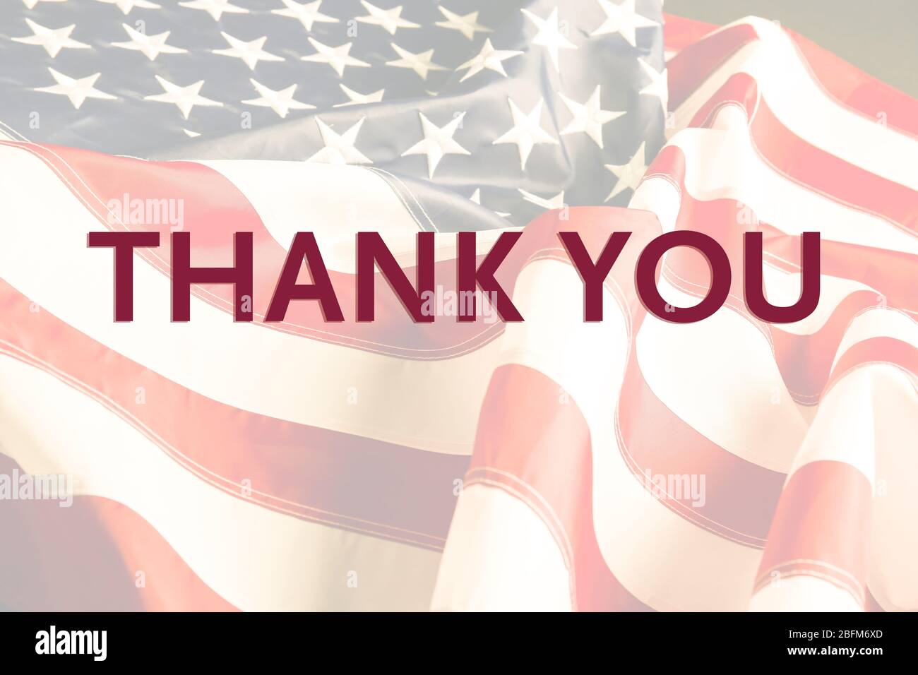 Text Thank You on American flag background Stock Photo - Alamy