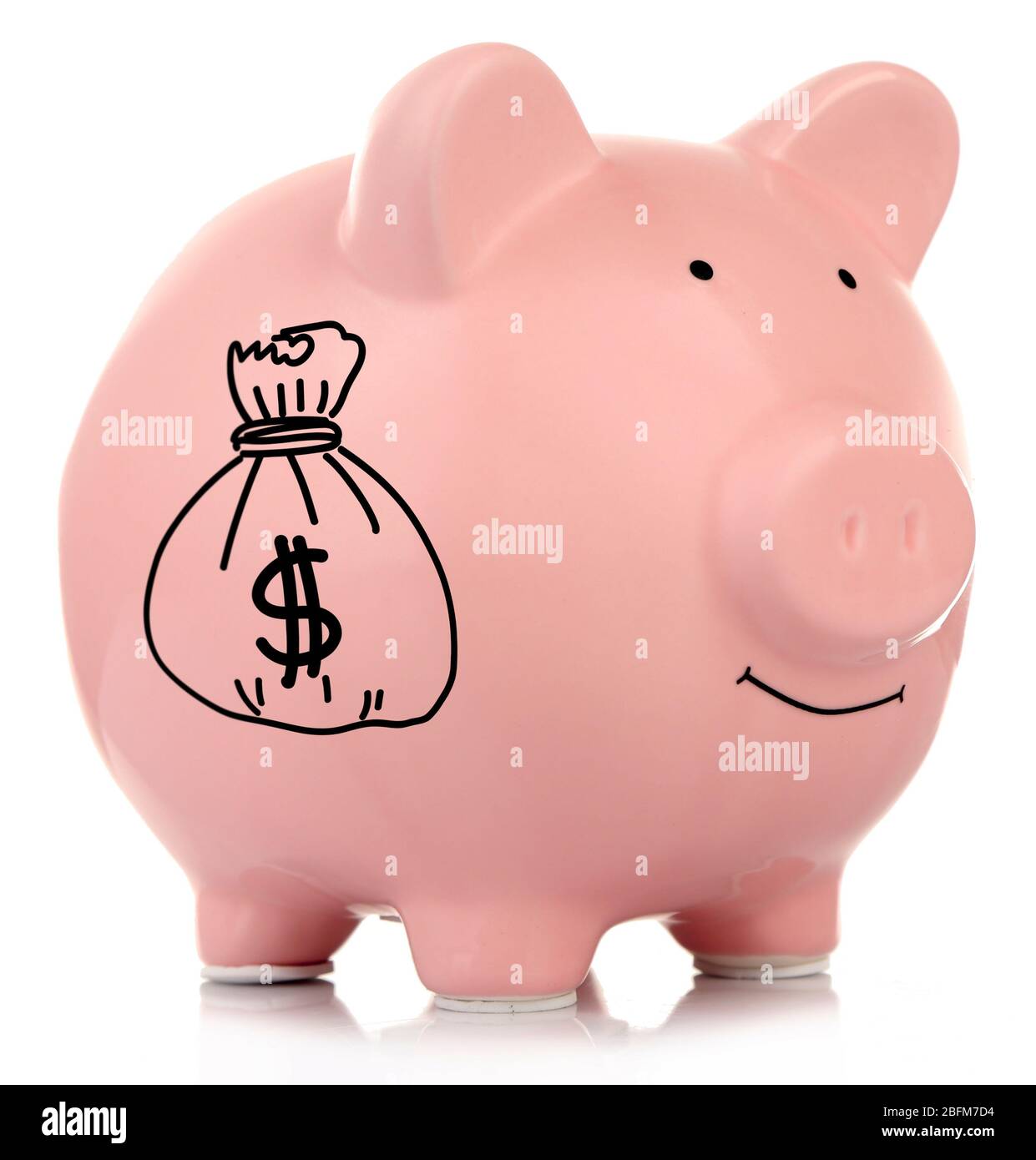 Pink ceramic piggy bank isolated on white Stock Photo - Alamy