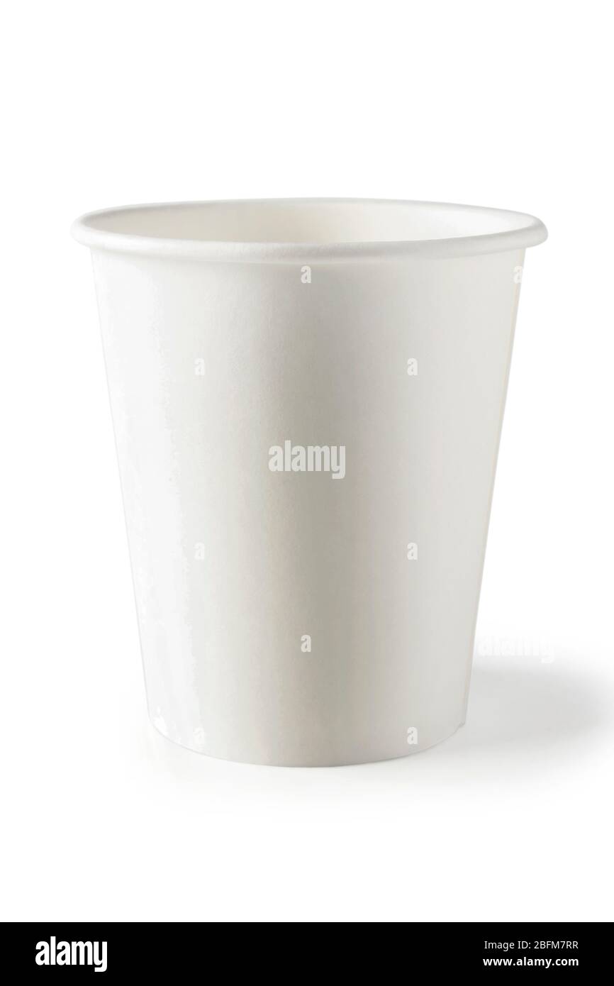 White paper cup for drinks isolated on white Stock Photo