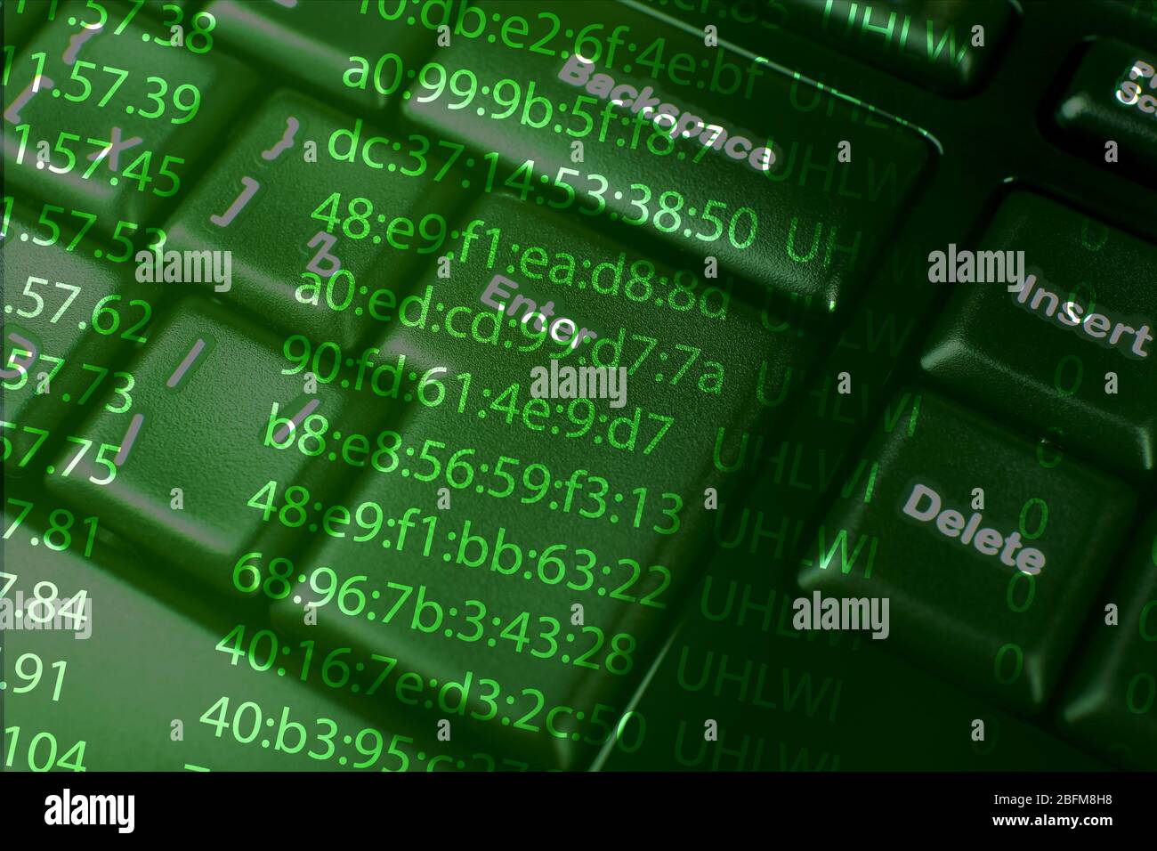 Computer keyboard with program code Stock Photo - Alamy