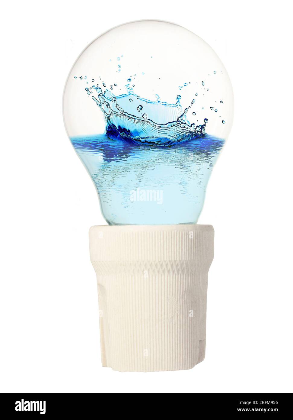 Light bulb with water isolated on white Stock Photo - Alamy