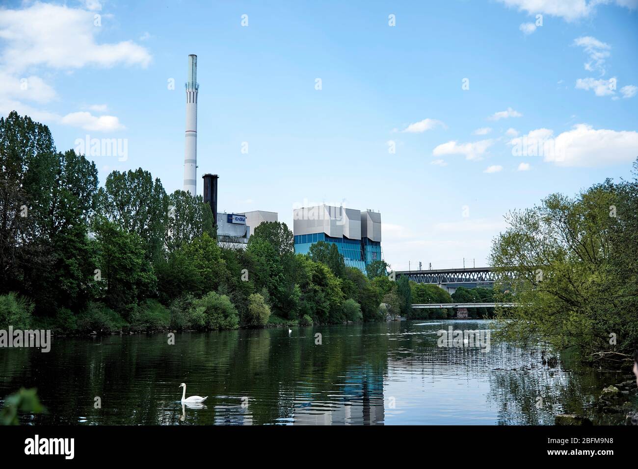 Powerstation by the river Neckar, Stuttgart-Germany Stock Photo - Alamy