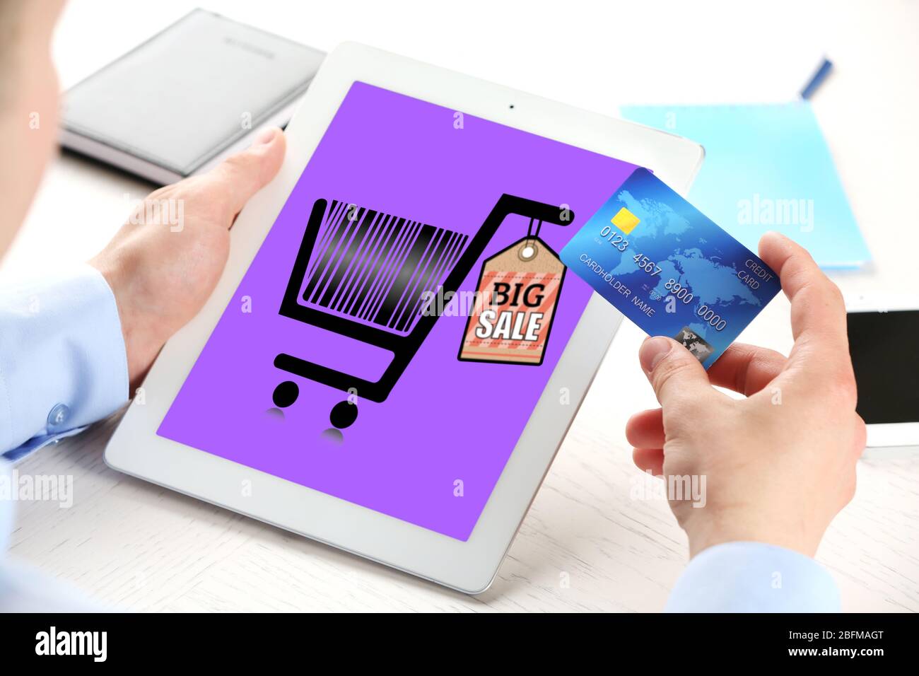 Man shopping online with digital tablet Stock Photo Alamy